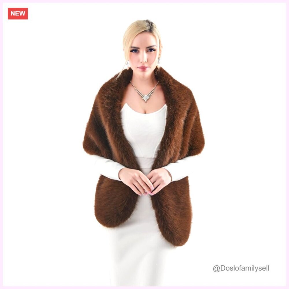 Faux Fur Wrap Shawl Cape for Winter Evening Party Formal Occasions